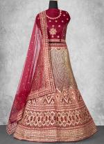 Net Maroon Wedding Wear Sequins Work Lehenga Choli